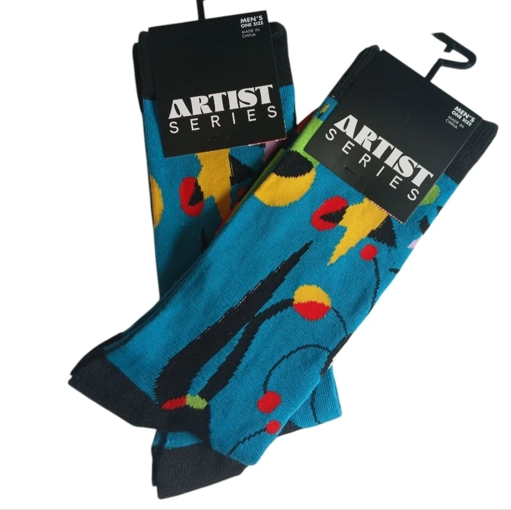 Unisex Colorful Socks Artist Series - The Garden by Joan Miro 1930's Art Deco